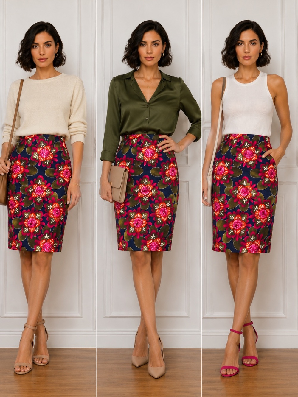 Talbots Floral Art Pencil Skirt
